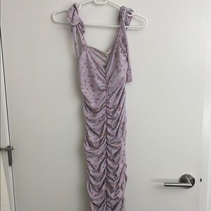 Ruched Lavender Floral Dress